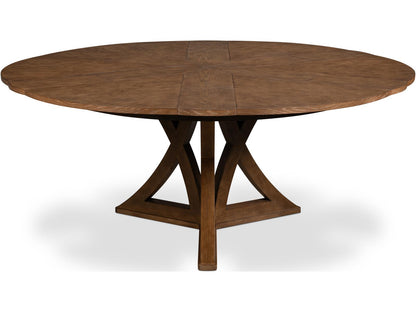 Casual Jupe Extendable Round Dining Table in Light Mink Finish