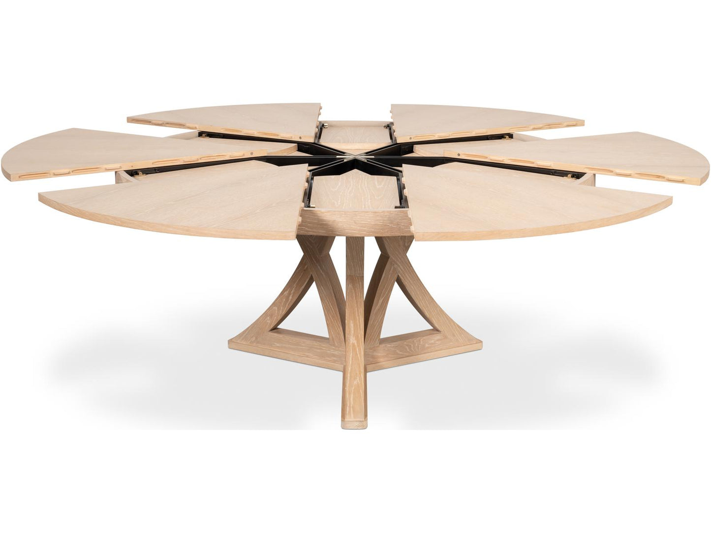 Jupe Casual Extendable Round Dining Table in Bleached Oak