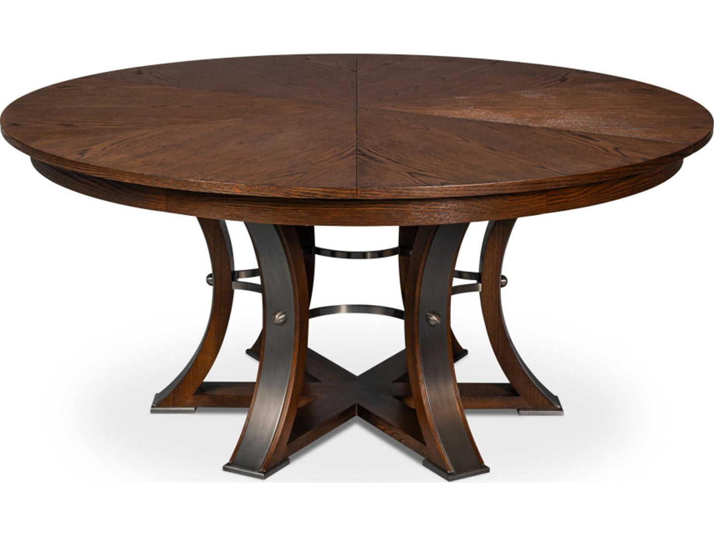 Tower Jupe Round Extendable Dining Table in Palladio Finish
