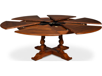 Jupe Round Dining Table in Old World Walnut Finish