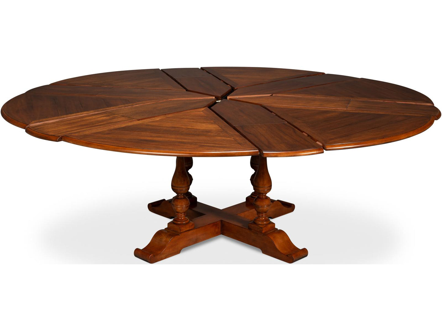 Jupe Large Round Dining Table in Old World Walnut Finish