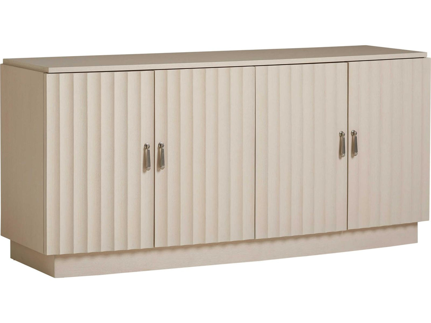 Cascades 64-Inch Oak Wood Media Console in Linen White