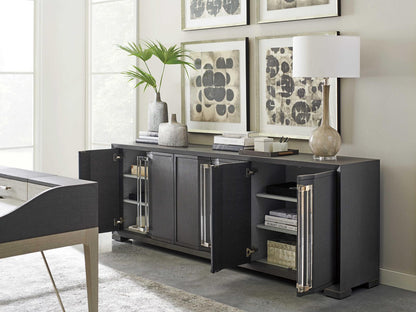 Studio Designs Anthology Linen Long Media Console in Gray