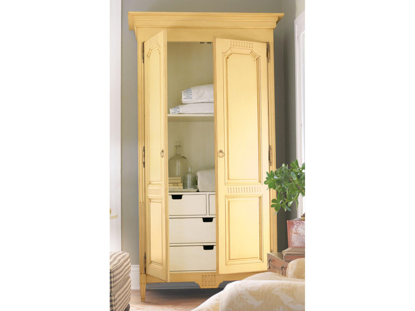 Middleburg Armoire with Storage and Brass Hardware