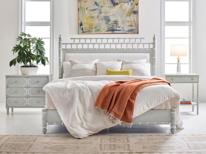 Greenwich Queen Upholstered Platform Bed in Gray with Linen