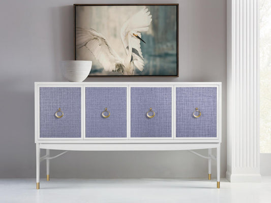 Costa 75 Inch Four Door Sideboard White Painted Wood Denim Finish