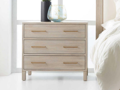 Maui 3-Drawer Ash Wood Bedside Chest with Brass Hardware