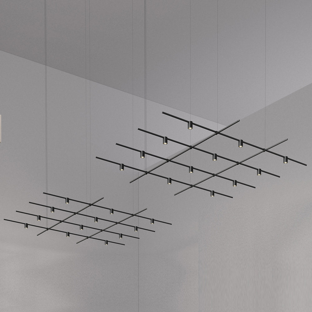 Suspenders 8-Foot Square Gridscape Power Precise Bar-Mounted Cylinders with Bezel Trim