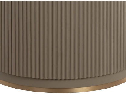 Cataldi 59-Inch Round Dining Table with Cream Marble Top and Taupe Faux Leather Base