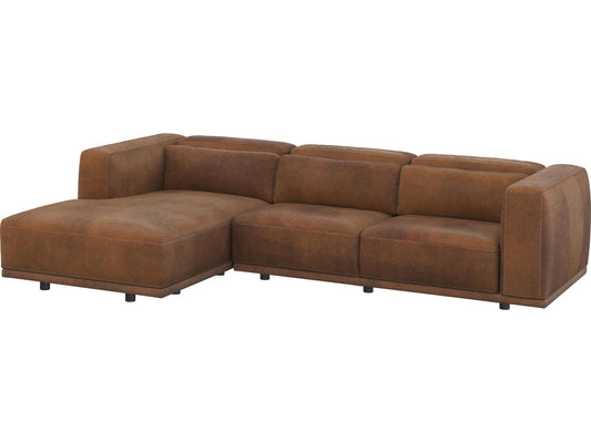 Beau 3-Seat Left Chaise Sectional Sofa in Lucia Tobacco Leather