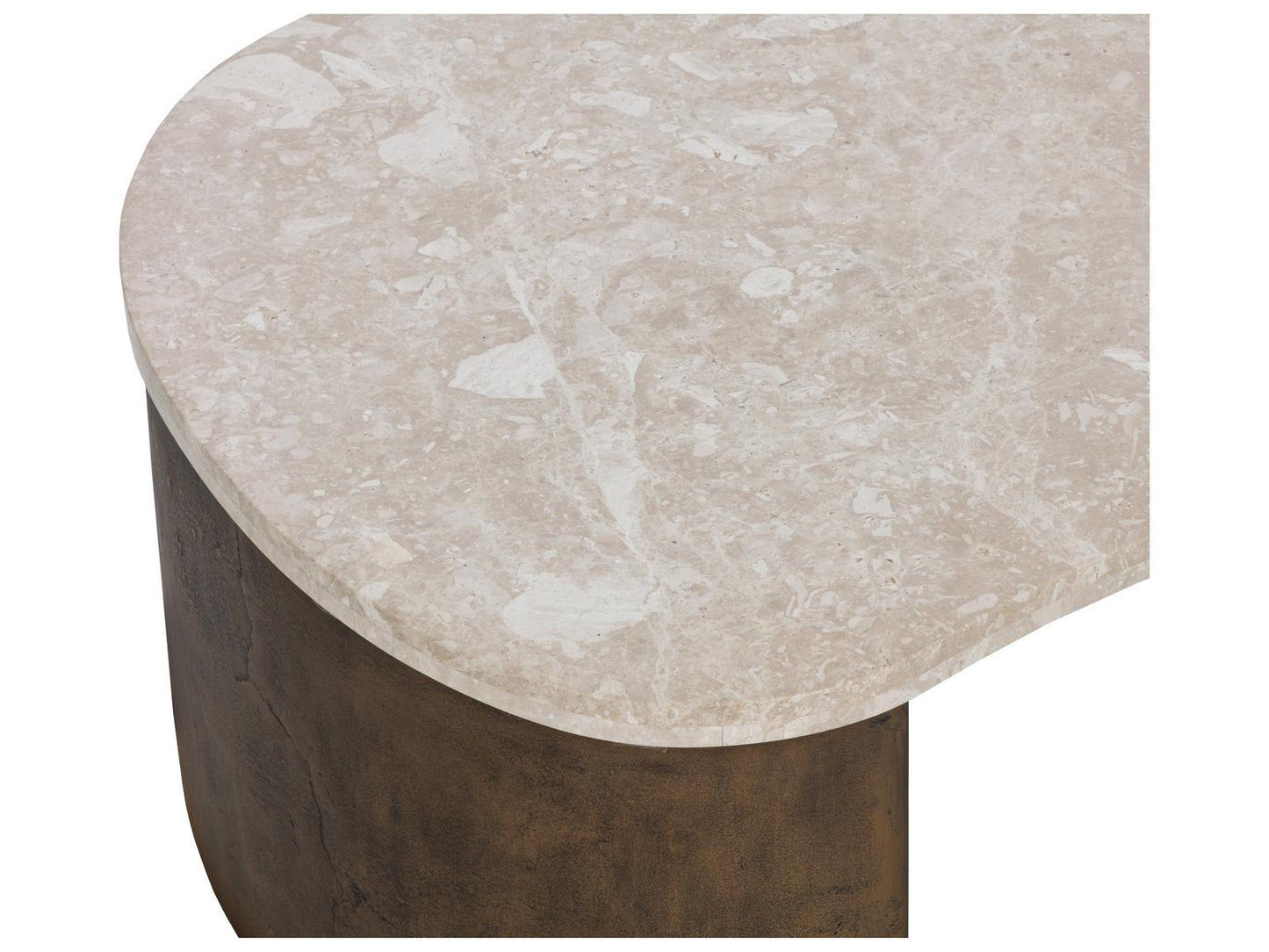 Nafisa Oval Coffee Table in Cream Marble and Antique Bronze
