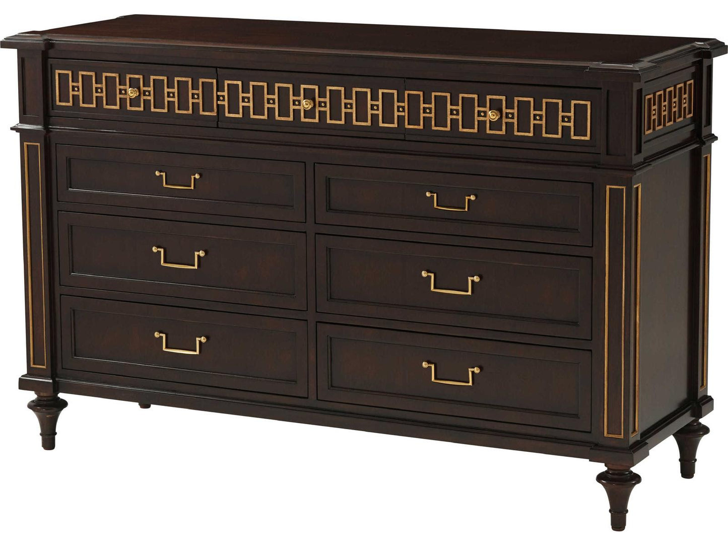 Alexa Hampton McCombs 9-Drawer Dresser in Cambridge with Gold Details