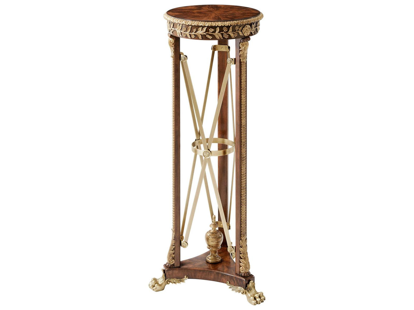 Rep.li.ca Classical Torchere End Table in Italian Gold and Mahogany