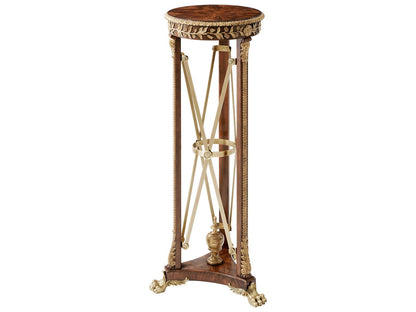 Rep.li.ca Classical Torchere End Table in Italian Gold and Mahogany
