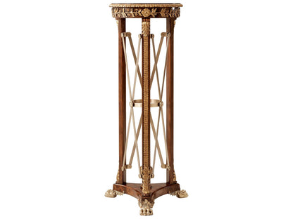 Rep.li.ca Classical Torchere End Table in Italian Gold and Mahogany