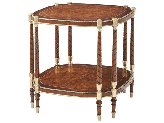 The Timothy Side Table in Golden Madrone Burl and Brass