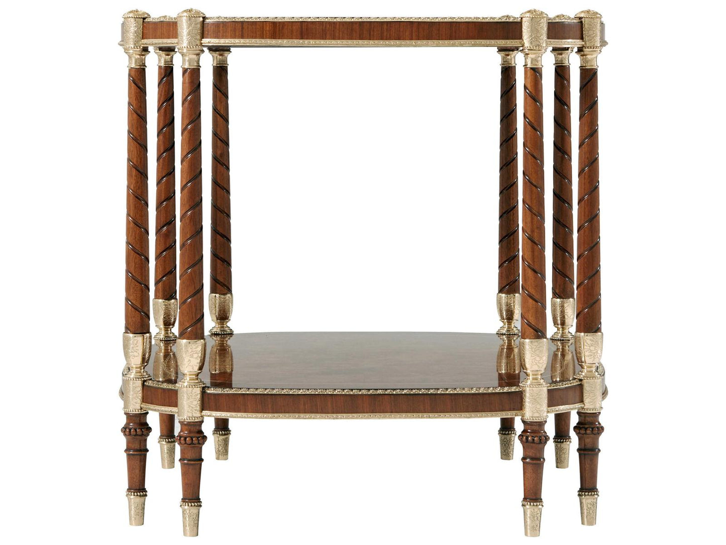 The Timothy Side Table in Golden Madrone Burl and Brass