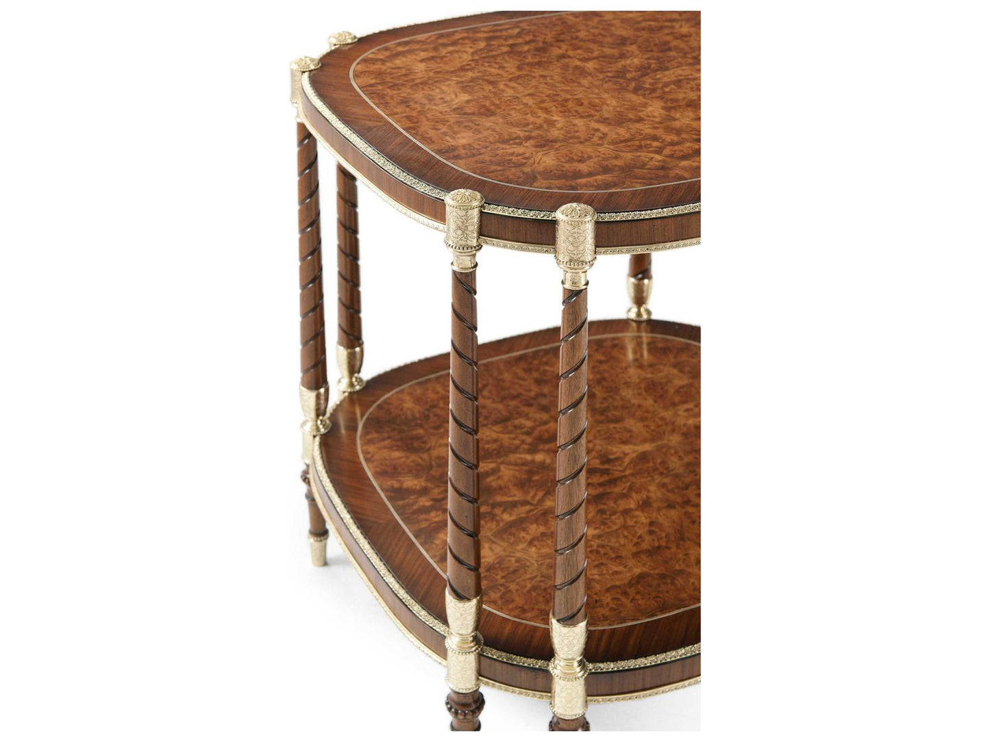 The Timothy Side Table in Golden Madrone Burl and Brass