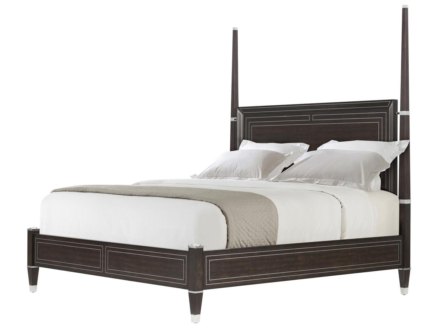 Spencer London Brown Solid Wood Queen Poster Bed