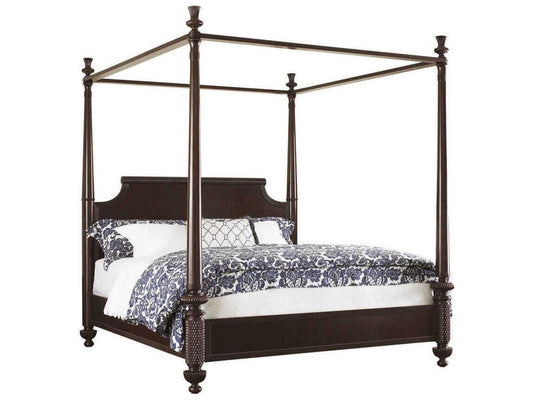 Royal Kahala Diamond Head King Canopy Bed in Kona Finish