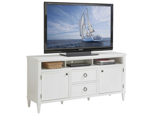 Ocean Breeze Dockside Media Console with Sound Bar Storage in Shell White