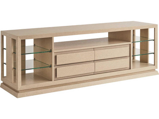 Sunset Key Carson Media Console in Sand Drift and Shadow Finish