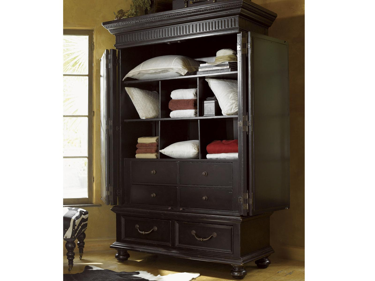 Kingstown Trafalgar British Colonial Style Armoire with Louvered Doors
