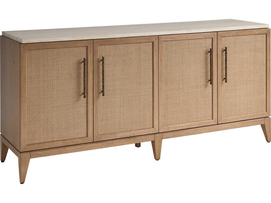 Key Biscayne Biscayne Landing Buffet with Travertine Top and Raffia Panels