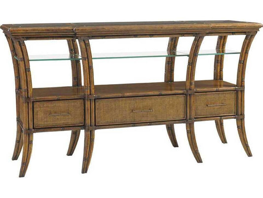 Bali Hai Oyster Reef Sideboard with Raffia Drawer Fronts in Caribbean Sunset