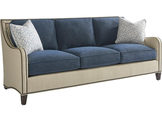Twin Palms Bronze Midtown Blue Upholstered Sofa