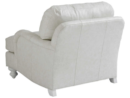 Ocean Breeze Upholstered Leather Accent Chair in Seashell Finish