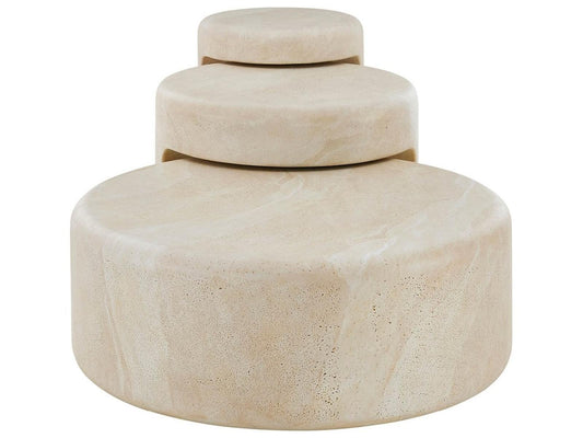 Modern Round Faux Stone End Table