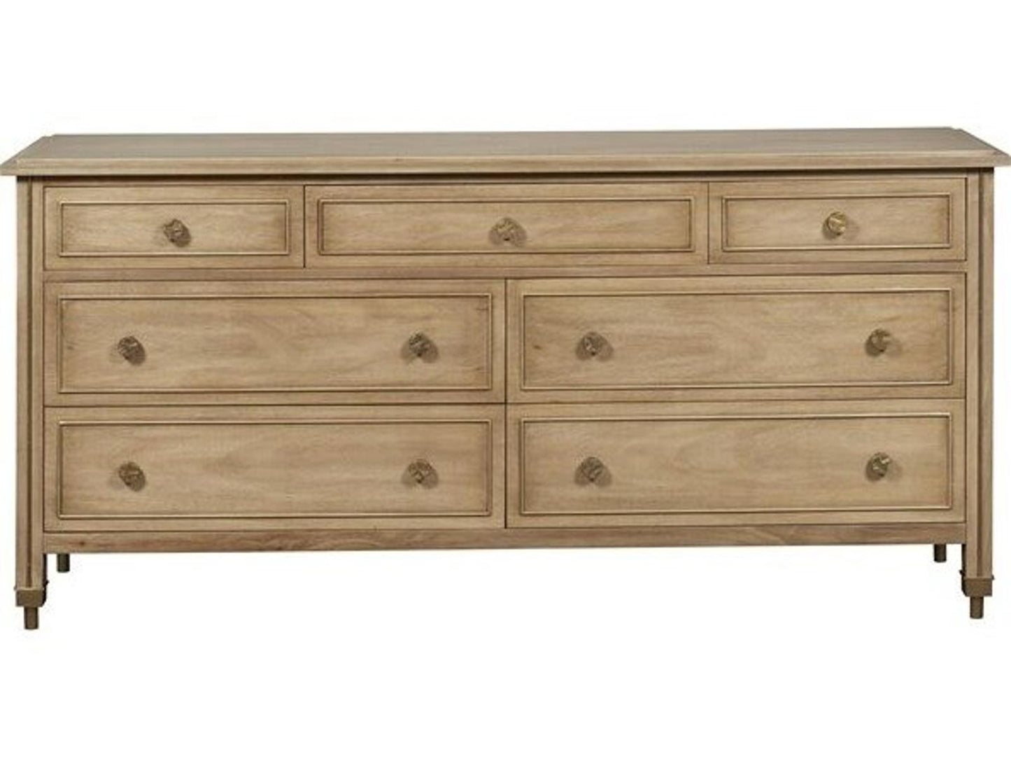 Reflection 7-Drawer Double Dresser in Latte with Brass Hardware