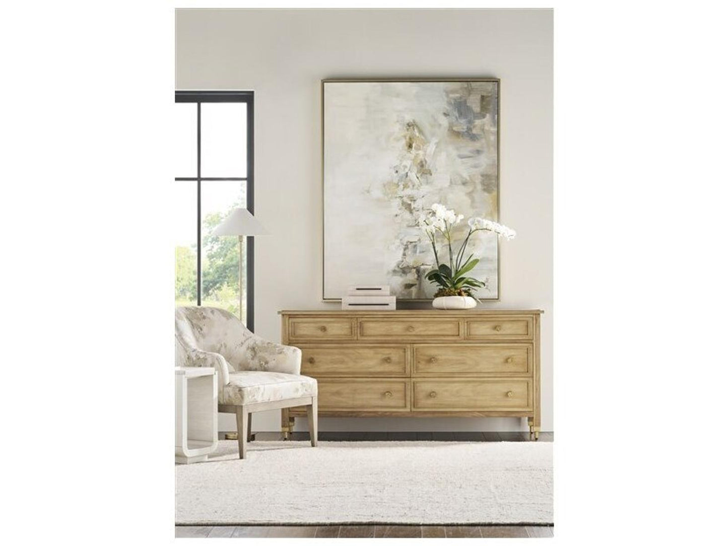 Reflection 7-Drawer Double Dresser in Latte with Brass Hardware