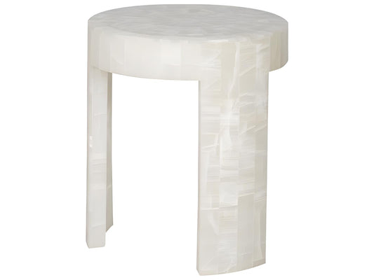 Meridian Round End Table Bricked Cloud Onyx Stone