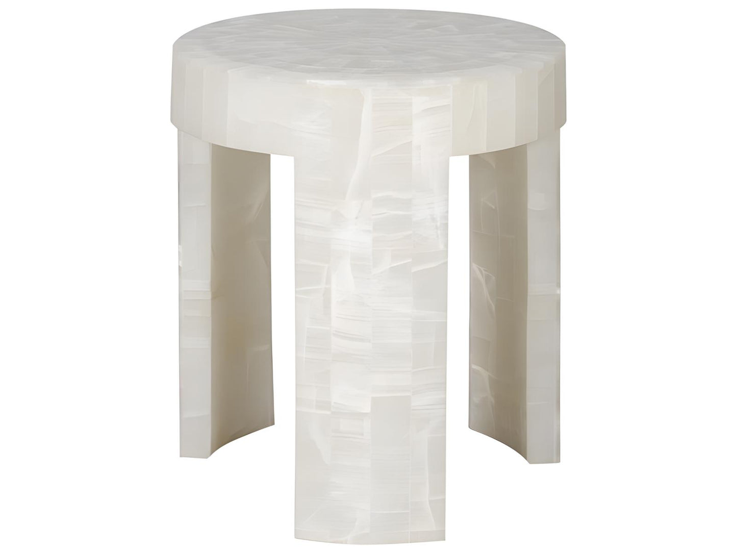 Meridian Round End Table Bricked Cloud Onyx Stone