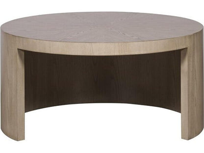 Creston Round Wood Coffee Table in Linen Finish