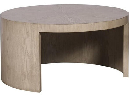 Creston Round Wood Coffee Table in Linen Finish