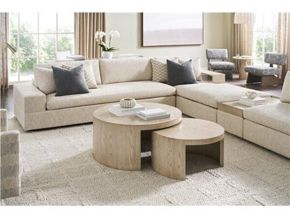 Creston Round Wood Coffee Table in Linen Finish