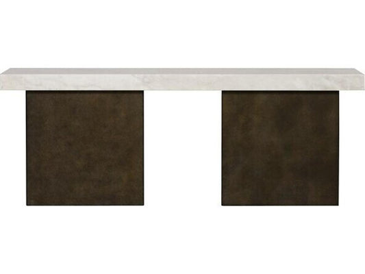 Santa Cruz Rectangle Marble Console Table with Dark Bronze Base