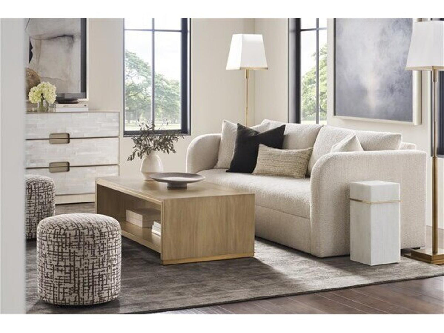 Adaline 3-Seat Pull Out Sleeper Sofa in Kibble Porcelain Fabric