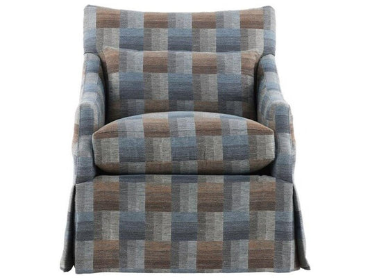 Gulley Fabric Swivel Glider Accent Chair with Waterfall Skirt