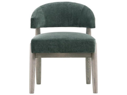 Waverly Pine Wood Green Velvet Upholstered Armless Dining Chair