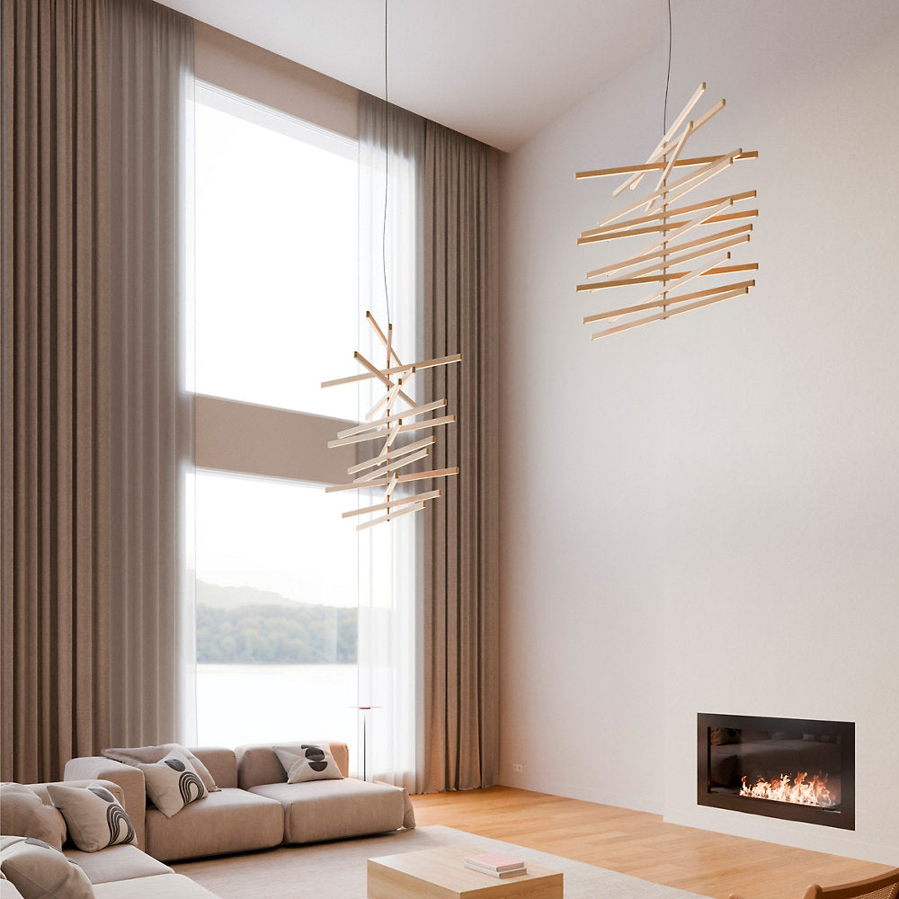 Rhythm Wood Vertical LED Pendant