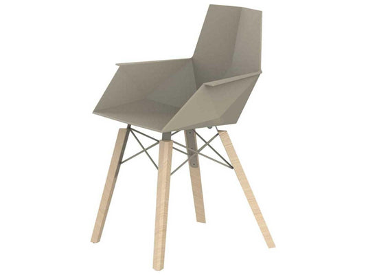 Faz Wood Beech Ecru Arm Dining Chair Set of 4
