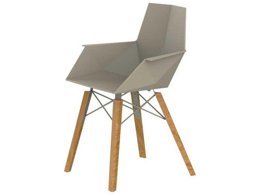 Faz Wood Beech Beige Arm Dining Chair Set of 4