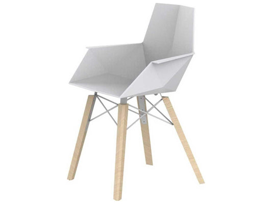 Faz Wood Beech White Arm Dining Chair Set of 4