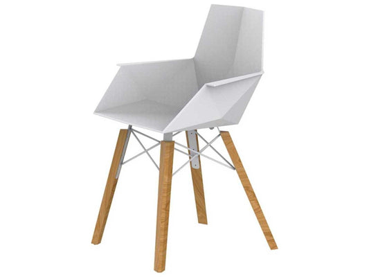 Faz Wood Beech White Arm Dining Chair Set of 4