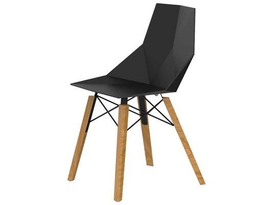 Faz Wood Beech Black Side Dining Chair Set of 4