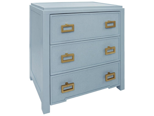 Radley 3-Drawer Side Table with Matte Light Blue Frame